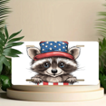 thumbnail image 4 of 1 Pcs 2D Flat License Plate Covers & Frames, Raccoon in American Flag Hat For Decorative Front, Waterproof For Decoration Aluminum License Plate Covers & Frames Cover For Men Women, 12" X 6", 4 of 5