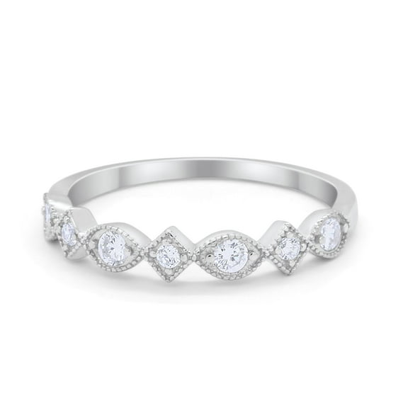 Art Deco Half Eternity Ring CZ 925 Sterling Silver Size 5