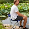 thumbnail image 5 of Luxcidy Folding Chair for Outdoor, Portable Fishing Stool with Backrest, Small Travel Angling Chair for Barbecue and Camping, Blue, 5 of 6