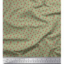 Soimoi Green Cotton Duck Fabric White Petals Floral Printed Craft Fabric by The Yard 44 Inch Wide