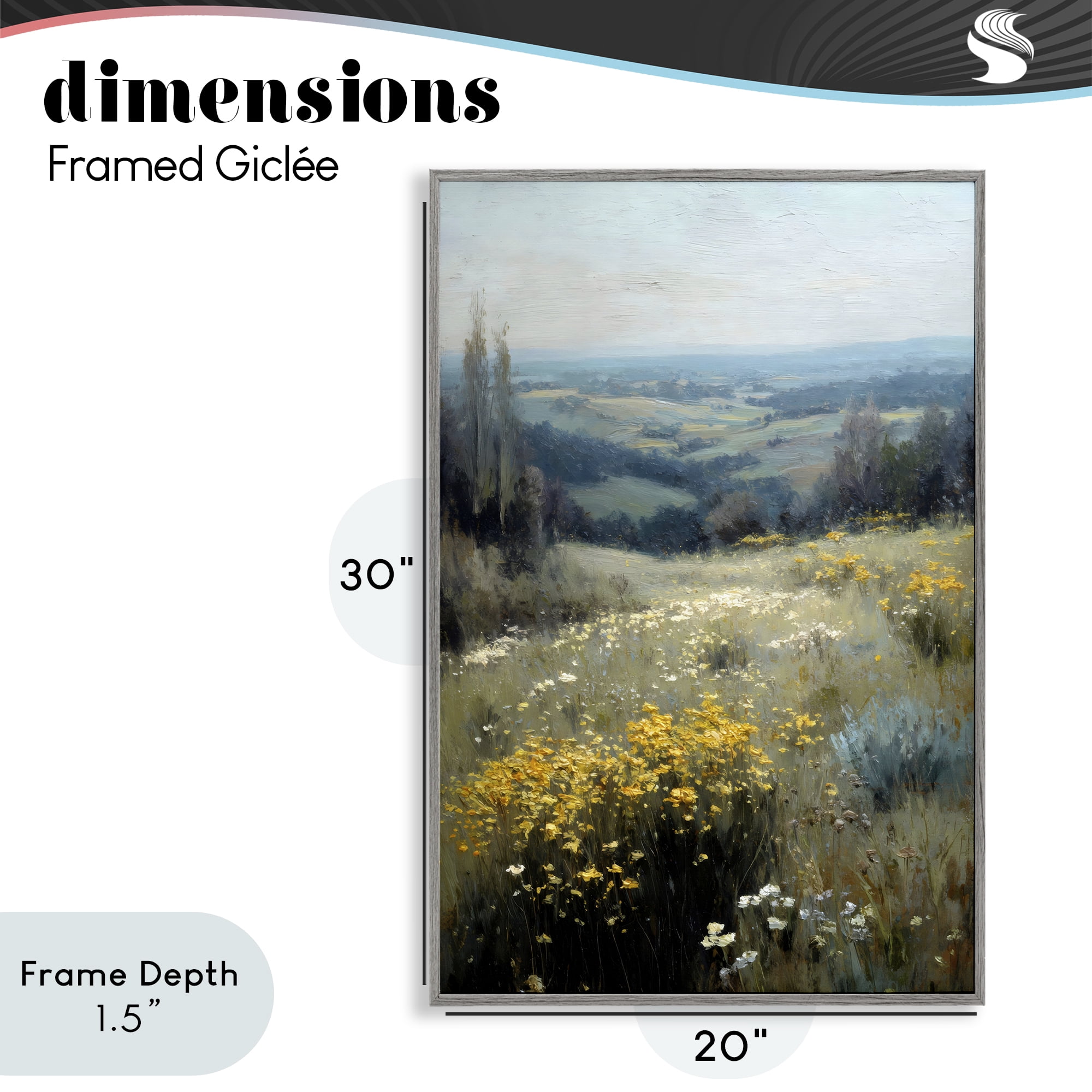 Stupell Industries Sporadic Meadow Flowers Gray Framed Giclee Art, design by Petal Prints Design