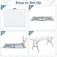 thumbnail image 6 of Goplus Folding Tables, 6ft Foldable Plastic Card Table, Portable Heavy Duty Fold Up Table w/Handle, White Outdoor Utility Folding Table for Picnic, Party, Dining, Camping, Beach, BBQ, No Assembly, 6 of 9