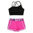 thumbnail image 3 of LiiYii Kids Girls Ballet Jazz Dance Costume Crop Top with Shorts Pantskirt 2 Piece Gymnastic Outfit Gardenia Rose 14, 3 of 5