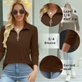 thumbnail image 5 of VDJ Tshirts for Women 3/4 Sleeve Lightweight Fall Tee Shirts Cozy Warm Lounge Blouse Brown Tops Clothing Size L, 5 of 8