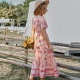 thumbnail image 5 of Summer Dresses for Women Maxi Dress V-Neck Floral Dress Casual Holiday Midi Dress, 5 of 6