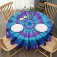 thumbnail image 3 of Blue Purple Tie Dye Pattern Round Tablecloth 60"x60",Wrinkle Wipeable Table Cloth for Kitchen Dining Room Picnic Patio Party, 3 of 6