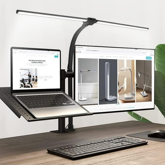 OptiLite Black Clamp-On LED Desk Lamp, Dimmable Adjustable Arm Task Light with Touch Controls