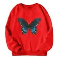 thumbnail image 2 of JIAYUE Girls Hoodies Sweatshirts Butterfly Print Long Sleeve Pullover Loose Fit For Kids 3 14 Years Old Spring Fall Casual Wear, 2 of 3
