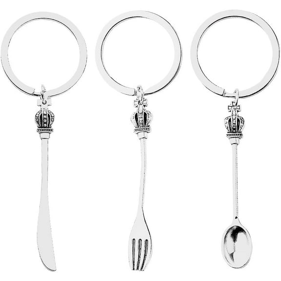 Mini Fork Spoon Keychain Gifts for Women Men Best Friend Birthday Gifts for Friends Chef Cook Lovers Gifts for Son Daughter Small Bag Charms for Handbags Car Key Chain Cutlery Set Gift Keychain 3 Pcs