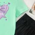 thumbnail image 4 of ITSAME Girls Outfit 2-Piece, Round Neck Bow Printed Top and Casual Pants Summer Casual Fashion Set for Kids Green Size 4-5T, 4 of 5