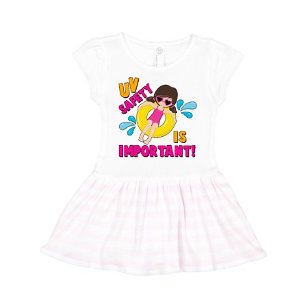 

Inktastic UV Safety is Important with Girl in Inner Tube Gift Toddler Girl Dress