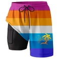 thumbnail image 2 of ibiyuan Men's Swim Trunks with Compression Liner Quick-Dry Mens Bathing Suit Drawstring Beach Board Shorts Pockets Breathable Colorful Swimwear for Men,Hot Pink-D, 2 of 4