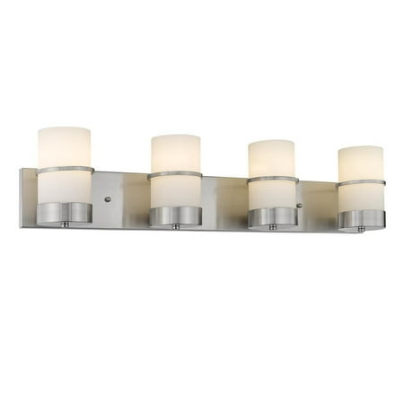 32 Bath Vanity - CHLOE Lighting PENELOPE Contemporary 4 Light Brushed Nickel Bath Vanity Light Etched White Glass 32