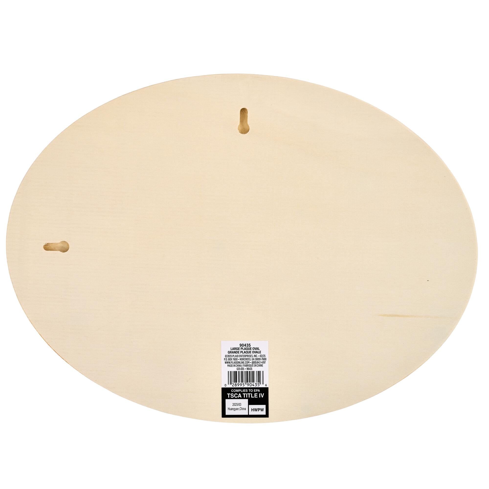 Plaid plaque ovale en bois non finie, 14” x 10.25”