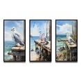 thumbnail image 2 of Designart "Beachside Seagull Repose" Animals Framed Wall Art Set Of 3 - Multi-Color Seagull Frame Gallery Wall Set For Home Decor, 2 of 6