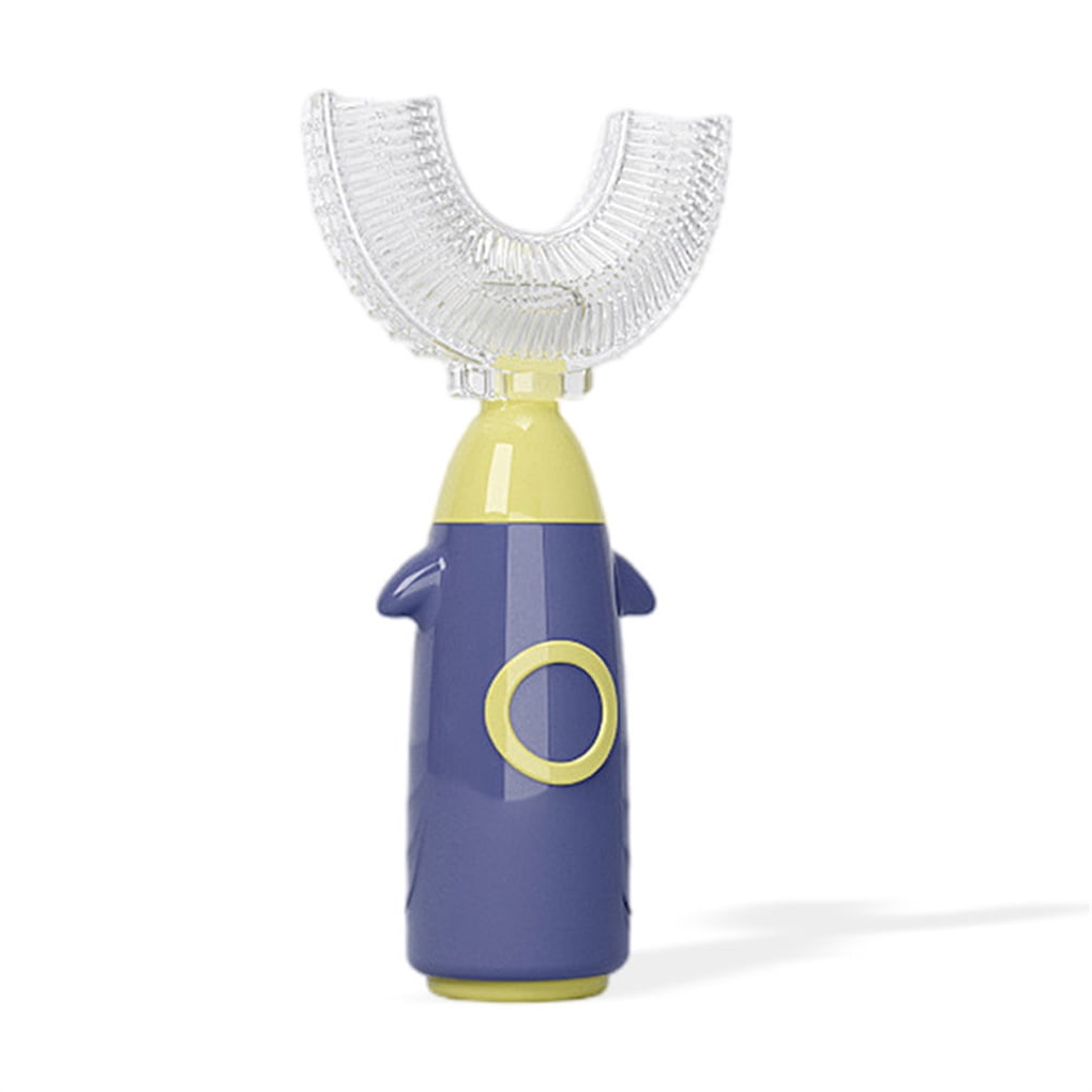 TureClos PP Toothbrush Portable U Shape Safe Cute Hand Type Colorful Manual Boys Girls Tooth Brush Indoor Home Toilet Teeth Cleaning Tool 1-8 Age Blue