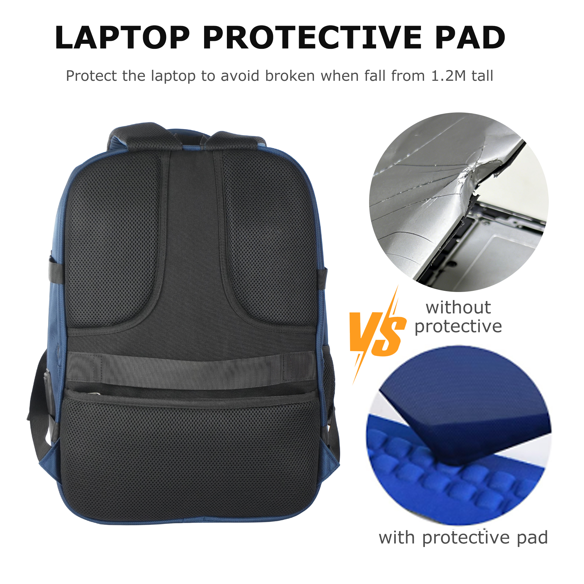 Mochila de viaje de equipaje de mano para laptop de negocios de 19 pulgadas, antirrobo, delgada y resistente, para escuela y universidad. Azul 2