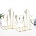 thumbnail image 1 of Geometric Metal Iron Cactus Bookends - Heavy Duty Nonskid Book Stand Organizer for Shelves & Binders, 1 of 4