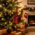thumbnail image 5 of Fabric Wrapped Box Decoration for Holiday Tree, Wreath, Mantel, Red, 5 of 5