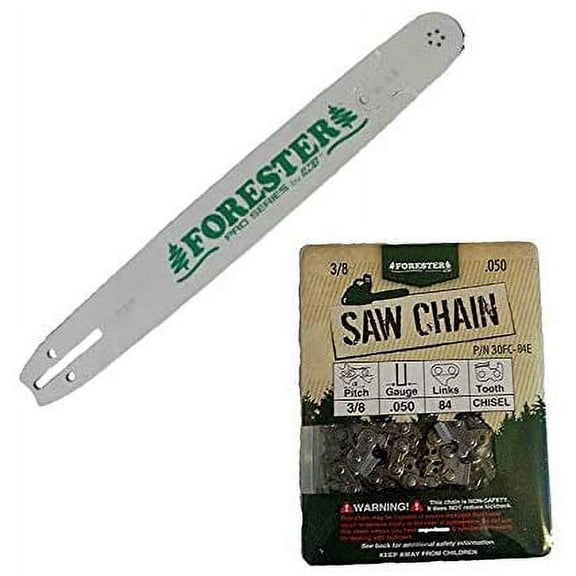 Forester 24" Bar for Large Husqvarna Chainsaws 3/8 Pitch .050 Gauge Mount 84DL Including 3/8 x 84 DL .050 Gauge Full Chisel Square Tooth Chain 2 Piece Bundle