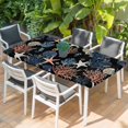 thumbnail image 2 of Black Blue Coastal Table Cloths for 4 Foot Rectangle Tables, Summer Beach Coral Shell Starfish Seahorse Patio Waterproof Elastic Fitted Tablecloths, Washable Rectangular Table Cover for Camping, 2 of 8