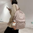 thumbnail image 4 of SQDWYGUO Y2K Checkered Backpack with Kawaii Pendant Checkerboard Backpack Cute Preppy Laptop Backpack Light Rucksack,Pink, 4 of 7