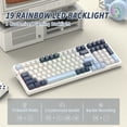 thumbnail image 5 of ATTACK SHARK K8 Wireless Mechanical Keyboard, Trip-Mode BT5.0/2.4G/Wired Gaming Keyboard 100 Keys Hot Swappable Blue Switches Gasket RGB Keyboard with Number Pad for PC Gamers/Mac/Windows, 5 of 8
