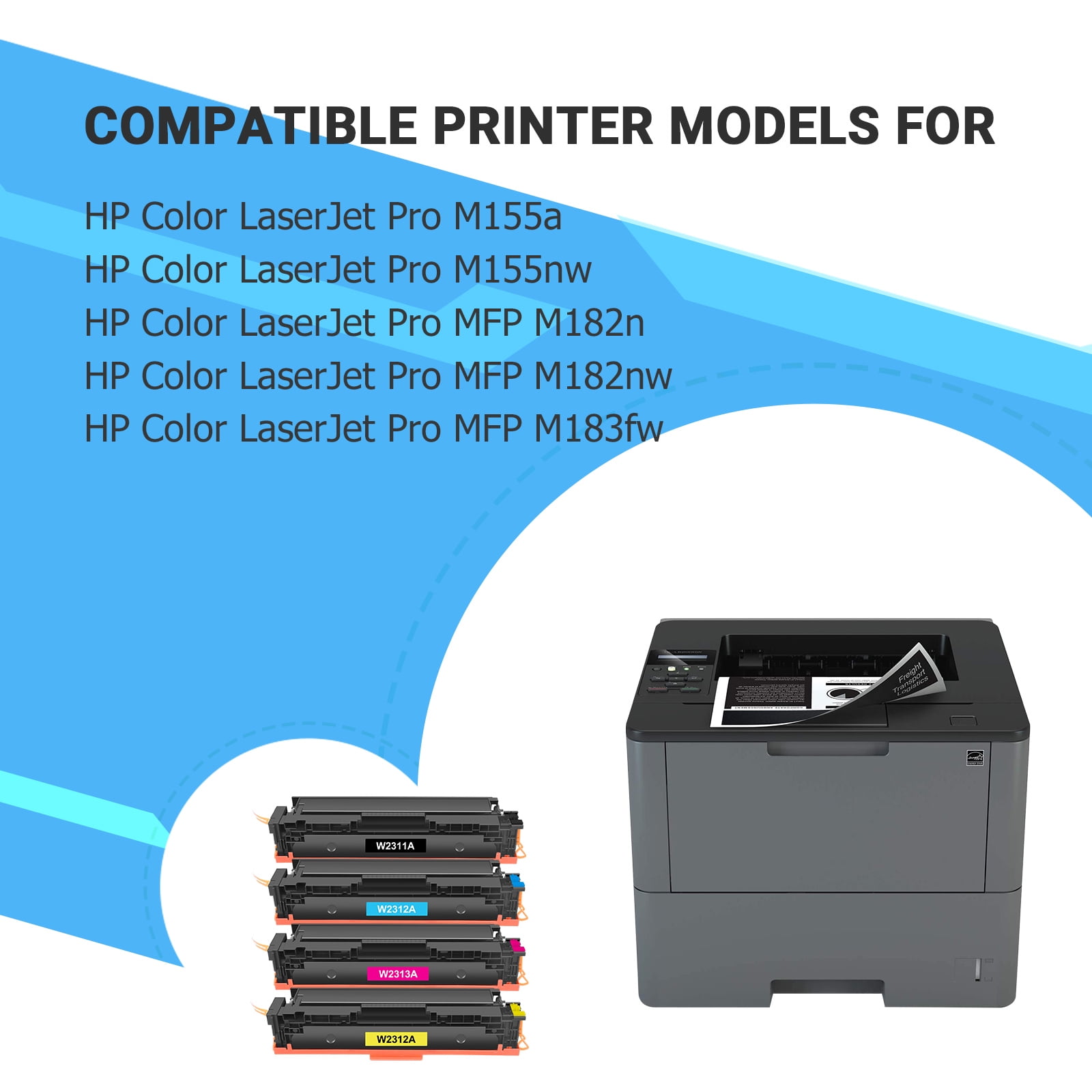 215A Toner Cartridges With Chip Compatible for HP 215A W2310A Laserjet M182nw M183fw M182n Color M155a M155nw M182 M183 Printer Ink 4 Pack