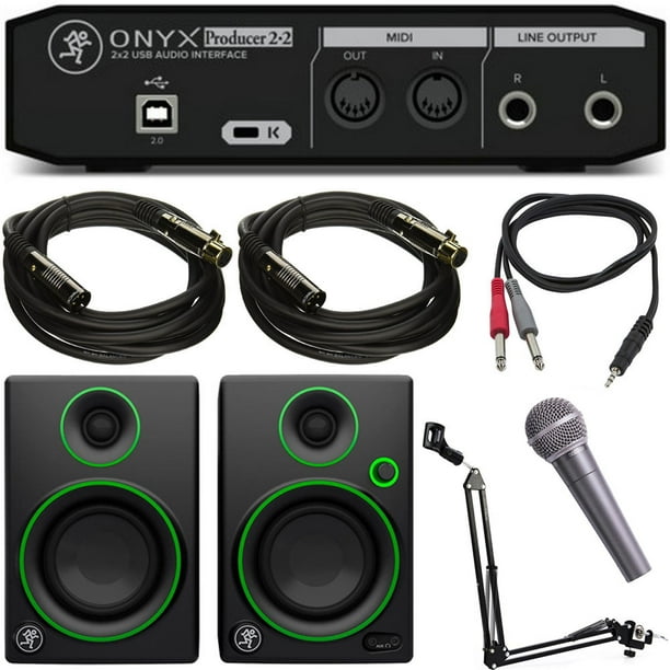 Mackie Onyx Producer 22 2x2 USB MIDI Audio Interface Bundle w/ Mackie CR3 Speaker Pair, 2 x XLR