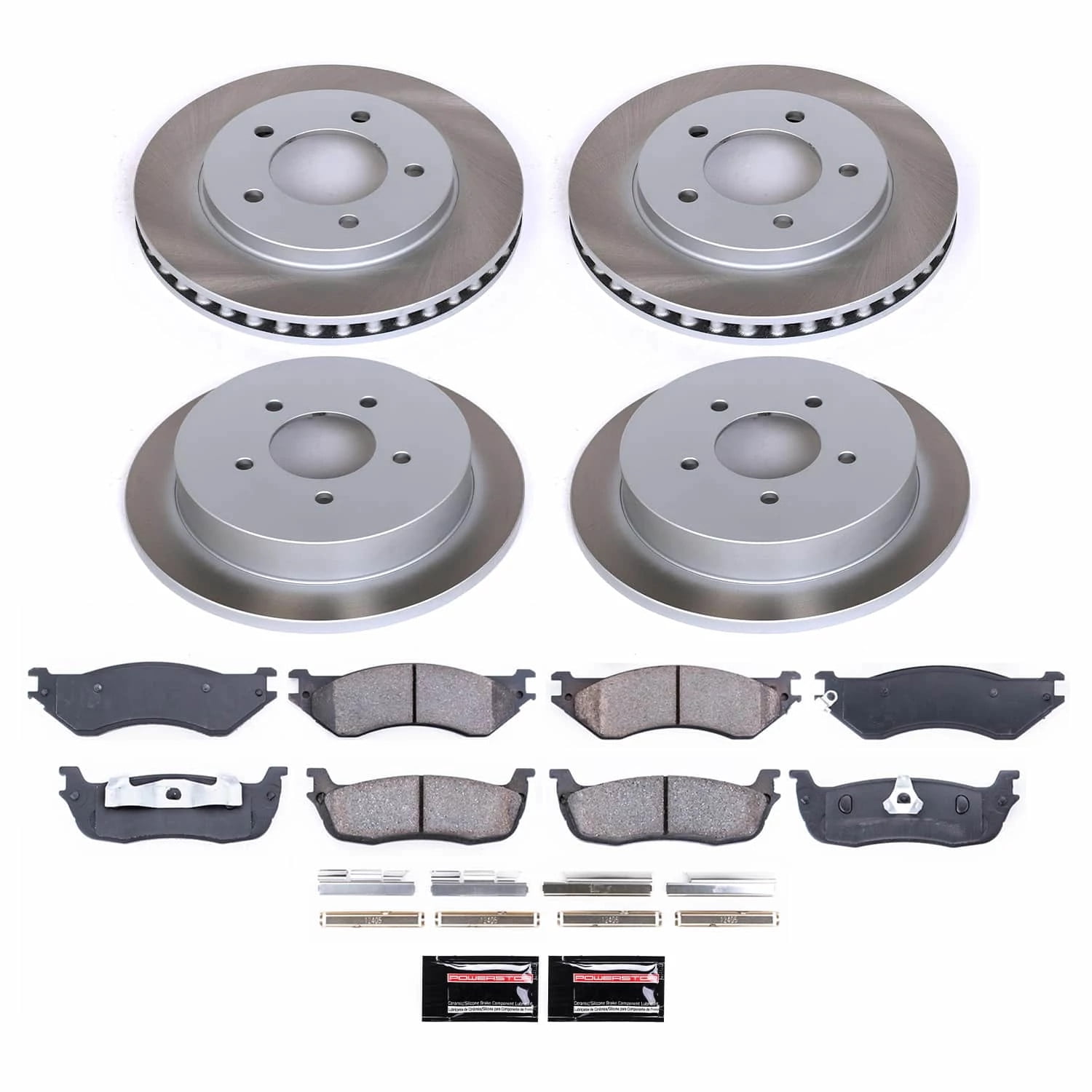 PowerStop Front and Rear Semi-Coated Rotor and Low-Dust Ceramic Brake Pad Kit SC1870