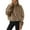Brown, variant on Women Sherpa Pullover Fuzzy Fleece Half Zip Tops Solid Color Long Sleeve Pullover Causel Loose Jacket WIth Pocket