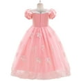 thumbnail image 4 of IBTOM CASTLE Girls Cinderella Princess Fancy Dress up Fairy Tale Halloween Carnival Cosplay Flower Ruffle Tulle Tutu Birthday Party Dress for Photo Shoot 4-5 Years Peach Pink, 4 of 5