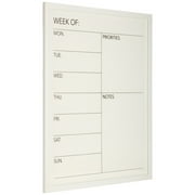 Gallery Solutions 24" x 30" Weekly Priority Dry Erase Whiteboard Calendar, White