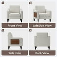 thumbnail image 4 of EOP Modern Upholstered Armchair, Linen Fabric Accent Chair with 2 Side Pockets, Living Room Chair with Foldable Table, Comfy Reading Chair for Bedroom, Beige, 4 of 11