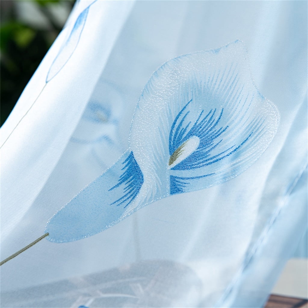 Lloopyting Contemporary Blue Daffodil Flower Blackout Curtains, 100 x 130 cm