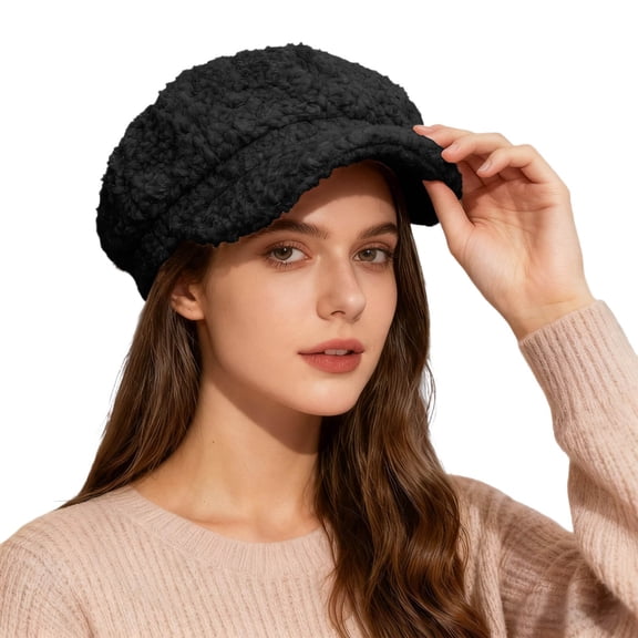 Women Beret Baseball Cap â Soft Warm Plush Painter Hat, British Japanese Mixed Style Beret for Winter Fashion, Cozy Casual Outfit Accessory for Streetwear Winter