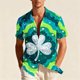 thumbnail image 1 of Blusa y camisa hawaiana de manga corta con cuello vuelto para hombre, camisa unisex de verano para playa, informal, de manga corta, con botones, ropa estampada para el Día de San Patricio, blusa para, 1 of 8
