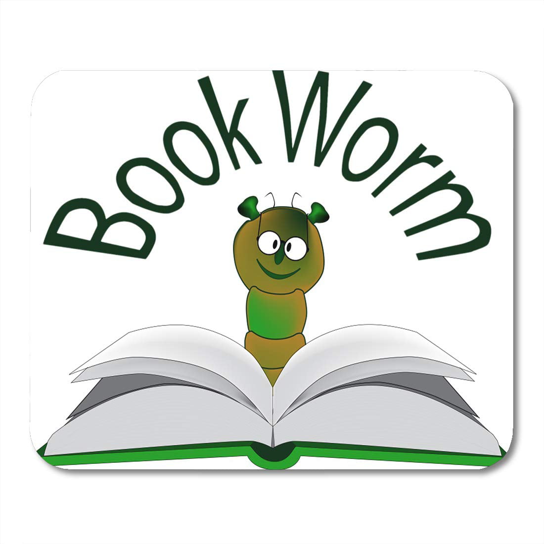Green Absorbing Bookworm Cartoon The Book Worm is Eagerly Mousepad Mouse  Pad Mouse Mat 9x10 inch 