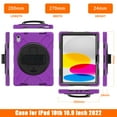 thumbnail image 2 of SaniMore Tri-layer Case for iPad 10th Generation 10.9" 2022, 360° Rotating Hand Rope Crossbody Shoulder Strap Bracket Screen Protecton Heavy Duty Protective Dustproof Anti-drop Shockproof Case, Purple, 2 of 13