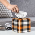 thumbnail image 5 of Goofa Orange Plaid Tissue Box Cover PVC Leather Tissue Holder Square Facial Tissue Case Facial Paper Organizer Dispenser for Bathroom, Vanity Countertop, 5 of 8