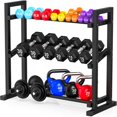 thumbnail image 1 of Soporte para mancuernas LarFafa de 3 niveles, ajustable para 204 kg de capacidad, 1 of 7