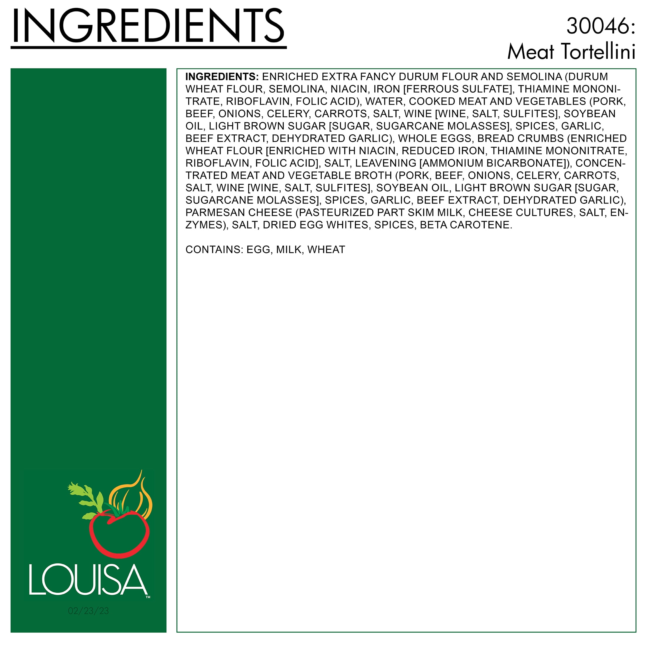 Louisa Seasoned Pork and Beef Meat Tortellini, 19 oz Bag – Frozen Pasta Appetizer with Savory Meat Filling, Boil & Serve