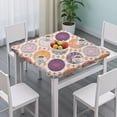 thumbnail image 3 of Charming Vintage Boho Flowers Tablecloth, 36x36 Inch Square Table Cover with Elastic for a Secure Fit on Card Tables, 3 of 6