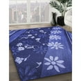thumbnail image 3 of Ahgly Company Machine Washable Indoor Round Transitional Light Slate Blue Area Rugs, 4' Round, 3 of 7