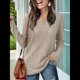 thumbnail image 4 of Blusas de Larga para Mujer, Camisas con Cuello en V, Suéteres Tipo Túnica Ligeros, Moda Caqui XXL, 4 of 9