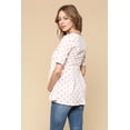 thumbnail image 3 of LaClef Women's Floral and Polka Dot Pleated Peplum V Neck Maternity Top, 3 of 6