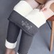thumbnail image 1 of Leggings de lana de cordero gruesa para mujer, pantalones largos con estampado pequeño y forro polar añadido, pantalones de poliéster para mujer, 1 of 9