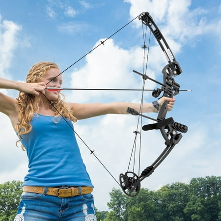 Compound Bow for Hunting & Archery 3-Pin Sight with Lighting Adjustable Draw Weight & Length Includes 12 Arrows and Accessories