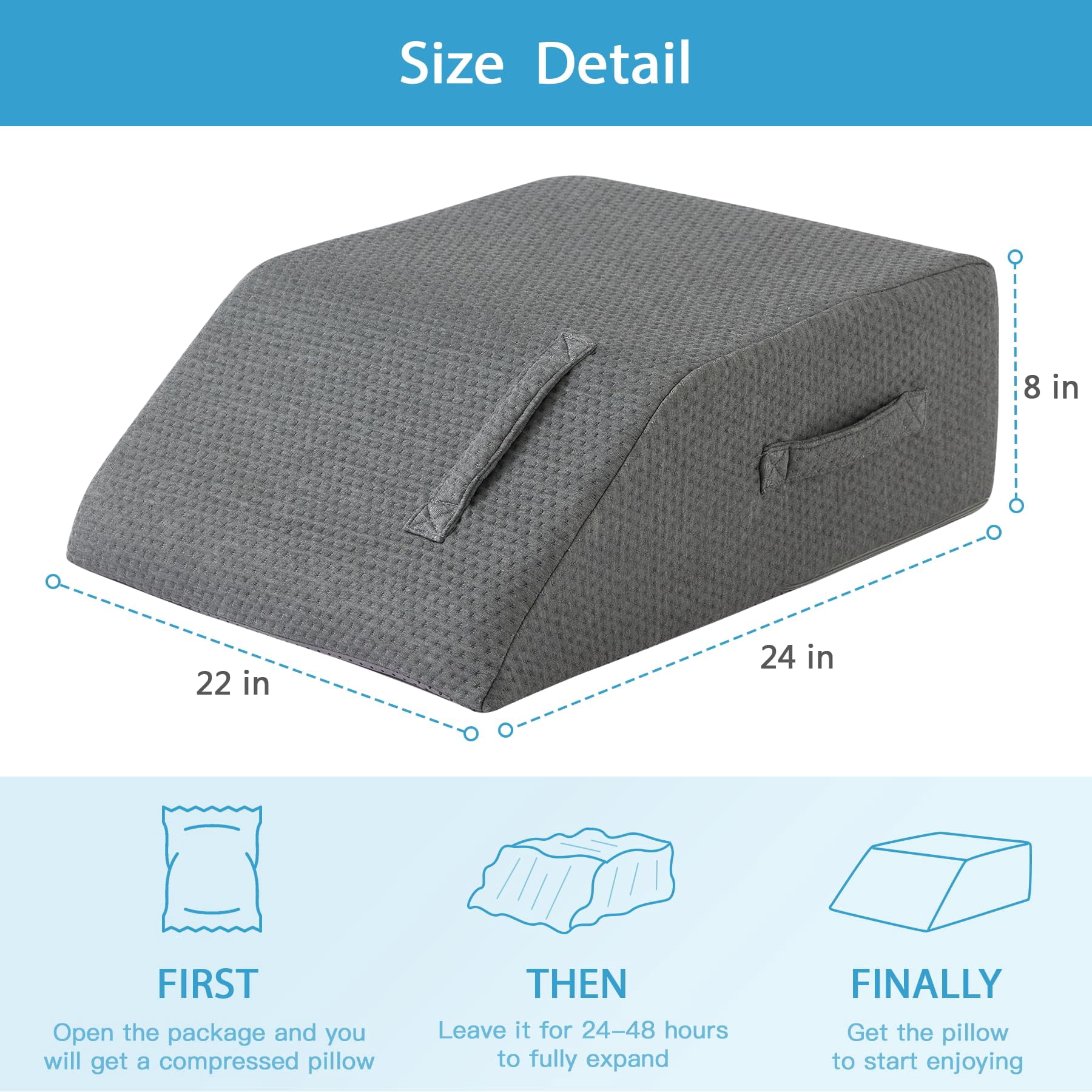Leg Pillow Elevation  Wedge For Elevating After Memory Foam Foot Sleeping 24*22*8 Inch Dark Grey