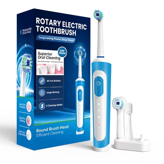JUUTREN Electric Toothbrush for Adults, Sonic Rechargeable Travel Toothbrush With 2-Minute Smart Timer, IPX8 Waterproof, 70-Day Battery Life, 3 Modes, 3 Brush Heads